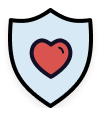 Life Page Header Icon - heart shape on a shield